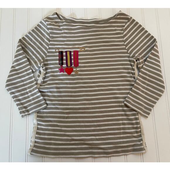 2 Mini Boden T Shirts Tops Gray Brown Cream #1 - Size Girl's 11/12 - Picture 2 of 8